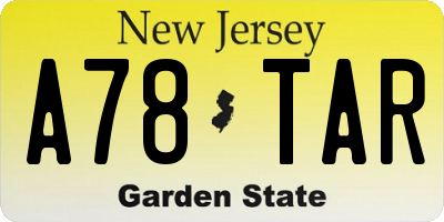 NJ license plate A78TAR
