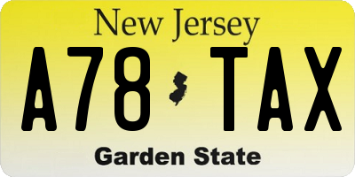 NJ license plate A78TAX