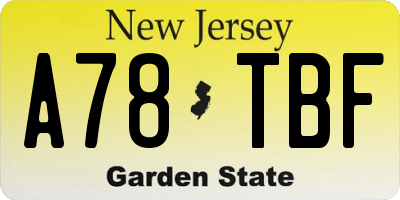 NJ license plate A78TBF
