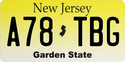 NJ license plate A78TBG