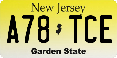 NJ license plate A78TCE