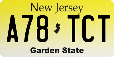 NJ license plate A78TCT