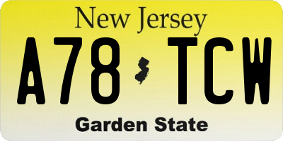 NJ license plate A78TCW