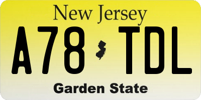 NJ license plate A78TDL