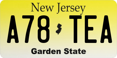 NJ license plate A78TEA
