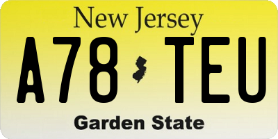 NJ license plate A78TEU