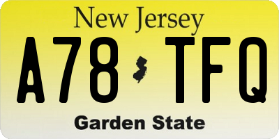 NJ license plate A78TFQ