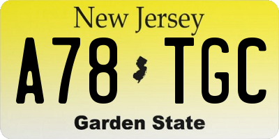 NJ license plate A78TGC