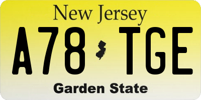 NJ license plate A78TGE