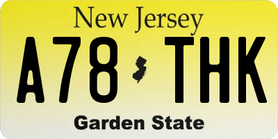 NJ license plate A78THK