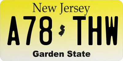 NJ license plate A78THW