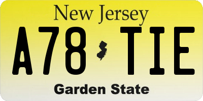 NJ license plate A78TIE
