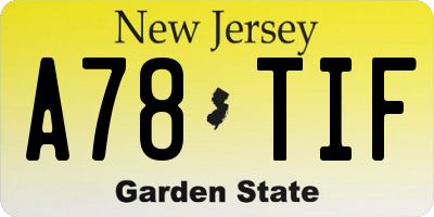 NJ license plate A78TIF