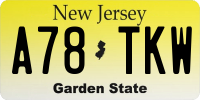 NJ license plate A78TKW