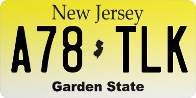 NJ license plate A78TLK