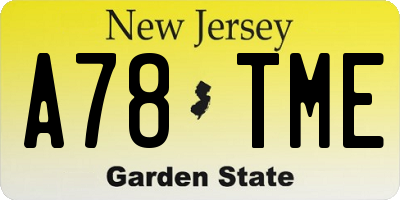 NJ license plate A78TME