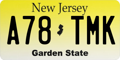 NJ license plate A78TMK