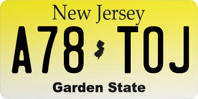 NJ license plate A78TOJ
