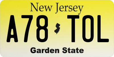 NJ license plate A78TOL