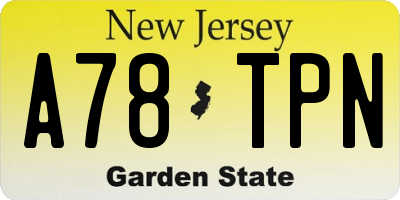 NJ license plate A78TPN