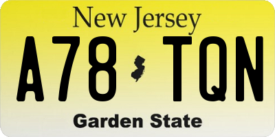 NJ license plate A78TQN