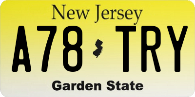 NJ license plate A78TRY