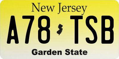 NJ license plate A78TSB