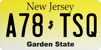 NJ license plate A78TSQ