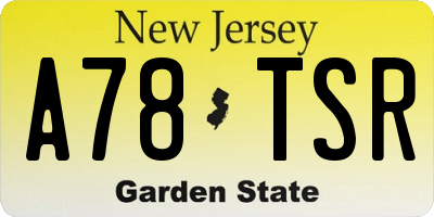 NJ license plate A78TSR