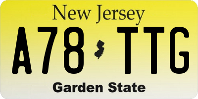 NJ license plate A78TTG