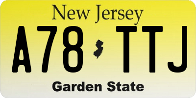 NJ license plate A78TTJ