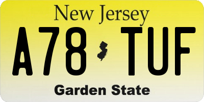 NJ license plate A78TUF