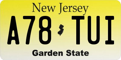 NJ license plate A78TUI