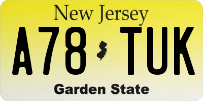 NJ license plate A78TUK