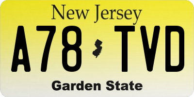 NJ license plate A78TVD