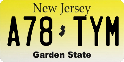 NJ license plate A78TYM