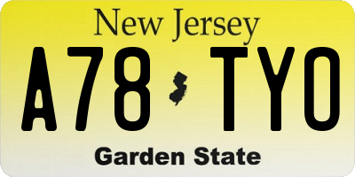 NJ license plate A78TYO