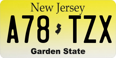 NJ license plate A78TZX