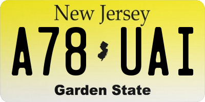 NJ license plate A78UAI