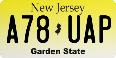 NJ license plate A78UAP