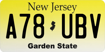 NJ license plate A78UBV