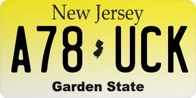 NJ license plate A78UCK