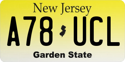 NJ license plate A78UCL