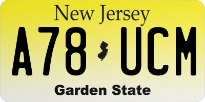 NJ license plate A78UCM