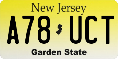 NJ license plate A78UCT