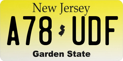 NJ license plate A78UDF