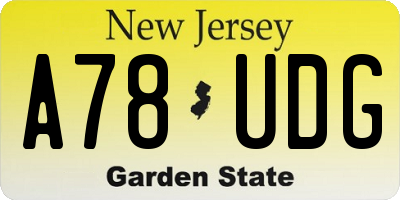 NJ license plate A78UDG