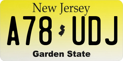 NJ license plate A78UDJ