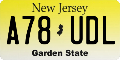 NJ license plate A78UDL