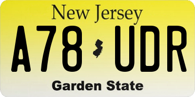 NJ license plate A78UDR